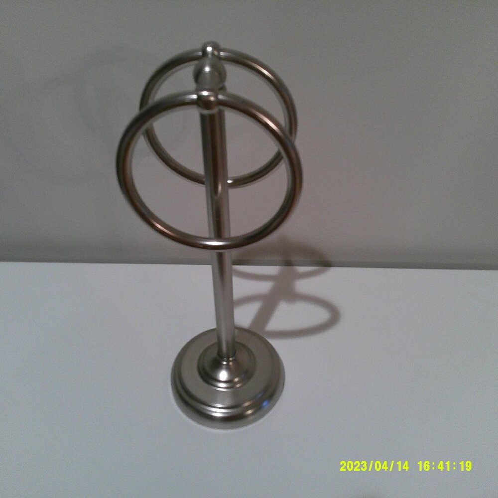 Brushed Nickel Double Towel Ring Stand